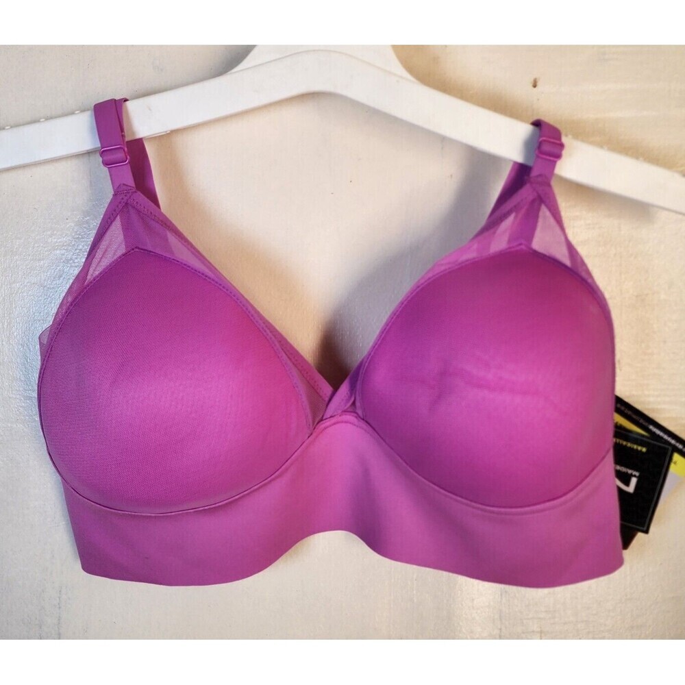 New Maidenform Women's Purple Wireless Lightly Line Bralette Adjustable Straps L